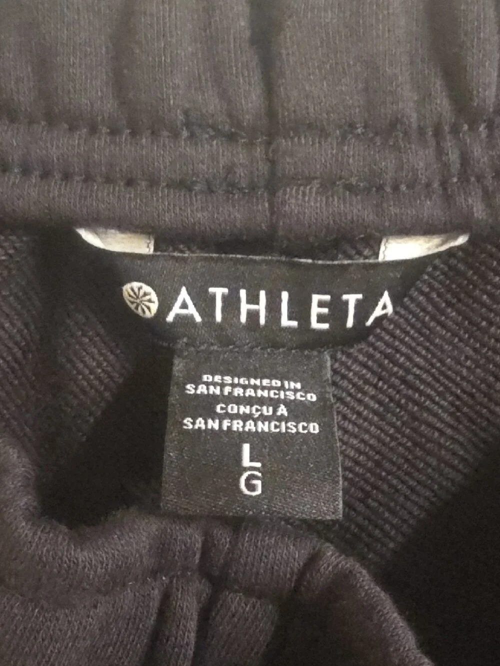 Athleta Black Heavyweight Terry Bermuda Shorts Adjustable Waist Size L - Picture 2 of 14